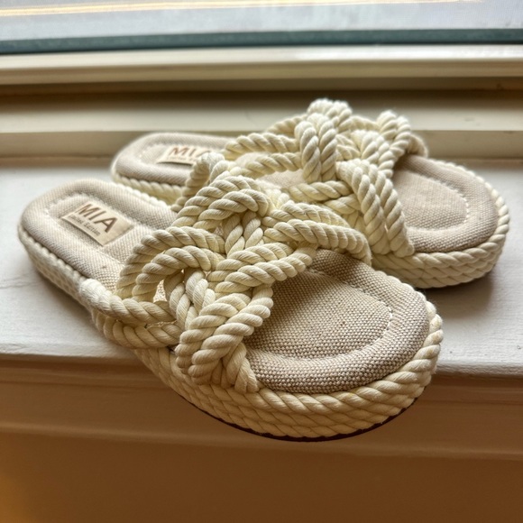 MIA Cream Rope Sandals - Picture 4 of 5